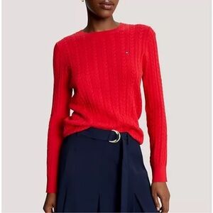 EUC Tommy Hilfiger Red Cable Knit Sweater Size S/P